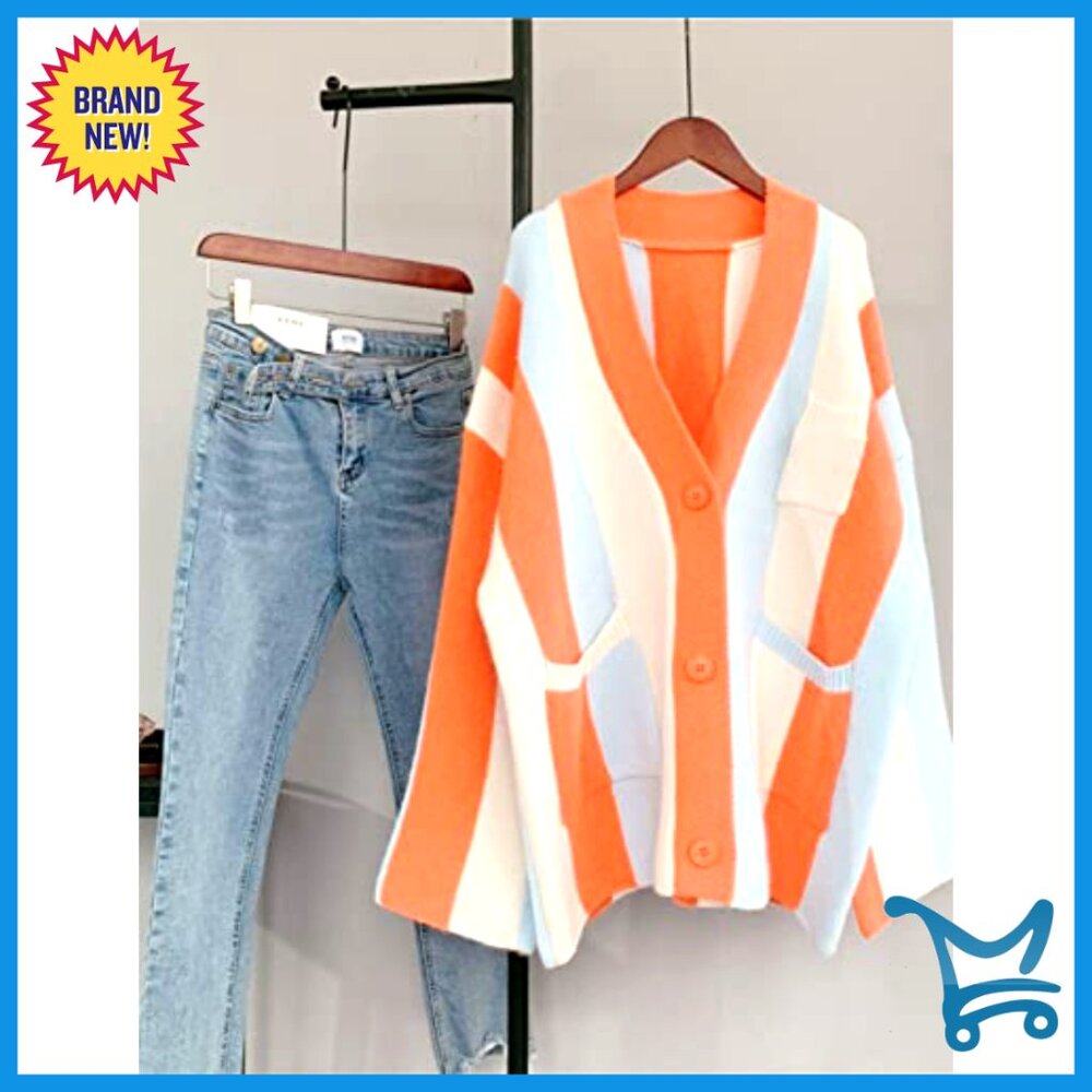 Oversized Chunky Knit Cardigan Long Sleeve Button Front Pockets - Picture 2 of 7